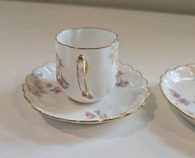 RARE Limoges Martial Redon Antique Plates, Tea Cup & Saucer Peach Gold Floral - Thumbnail 4
