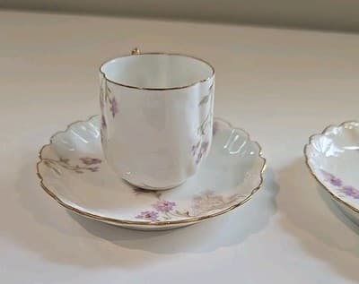 RARE Limoges Martial Redon Antique Plates, Tea Cup & Saucer Peach Gold Floral - Thumbnail 6