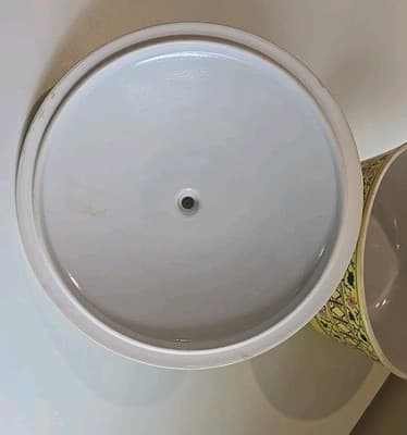 Asian Japanese Ceramic Pottery Serving Pot w/ Lid Makers Mark Yellow Floral - Thumbnail 6