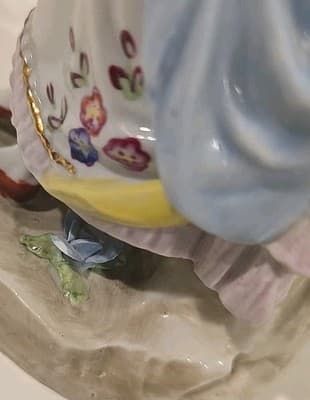Antique Sitzendorf Porcelain Boy Young Man Figurine Germany With Flower Basket - Thumbnail 8