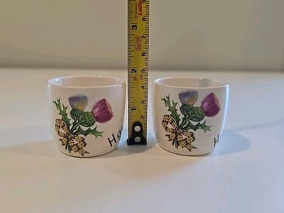New Devon Pottery Newton Abbot Ceramic Flower Hawick Mini Cups Set of 2 - Thumbnail 2