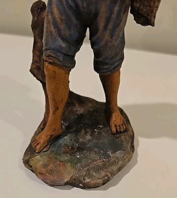 RARE 1950 Italian Neapolitan Handmade & Painted Terracotta Fisherman Signed - Thumbnail 10