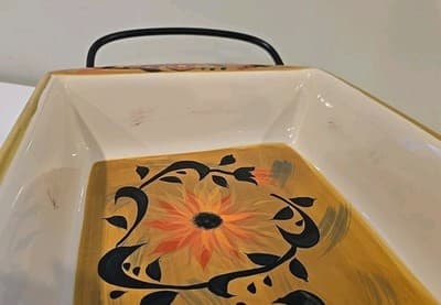 Certified International Ceramic Baking Dish with Metal Stand Sunflowers 17" - Thumbnail 12