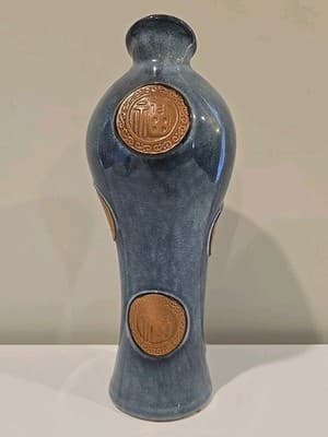 Vintage Japanese Medallion Komono Blue Vase Or Decorative - Asian Styled 14” - Thumbnail 4