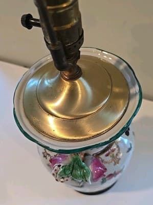 Antique Chinese Export Chinoiserie Porcelain Fruit Longevity Vase Lamp 29" H - Thumbnail 12
