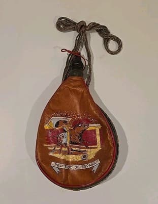 Vintage Leather Bota Bag Pamplona Spain Las Tres Z.Z.Z. Espana # 2
