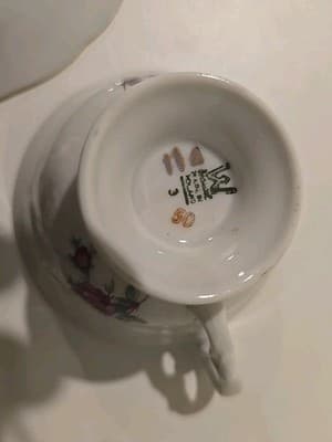 Vintage Wawel Poland Rose Bud Pattern Gold Gilt Tea Cup Saucer Plate 2 PC Set - Thumbnail 7