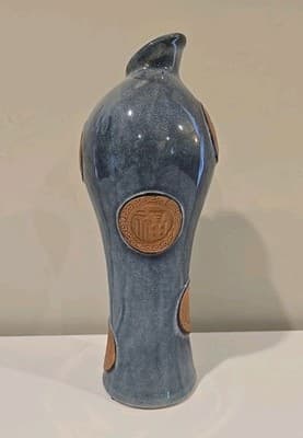 Vintage Japanese Medallion Komono Blue Vase Or Decorative - Asian Styled 14” - Thumbnail 5