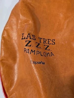Vintage Leather Bota Bag Pamplona Spain Las Tres Z.Z.Z. Espana # 2 - Thumbnail 9