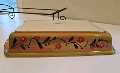 Certified International Ceramic Baking Dish with Metal Stand Sunflowers 17" - Thumbnail 4
