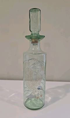 Vintage Old Fitzgerald Bald Eagle Decanter Bourbon Whisky Liqueur Glass Bottle