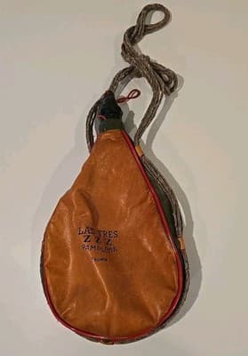 Vintage Leather Bota Bag Pamplona Spain Las Tres Z.Z.Z. Espana # 2 - Thumbnail 8