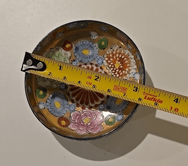 Antique Miniature Japanese Gold Gilt Accented Hand Painted Bowl Dish - Thumbnail 2
