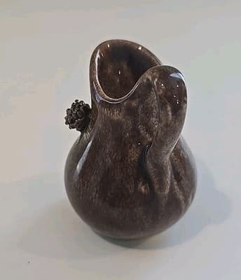 Vintage Art Pottery Pitcher with Applied Handle & Pine Cone Yellowstone 2 3/4" - Thumbnail 4