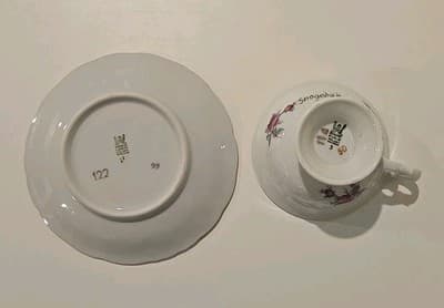 Vintage Wawel Poland Rose Bud Pattern Gold Gilt Tea Cup Saucer Plate 2 PC Set - Thumbnail 4