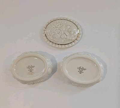 1998 Lenox Fine China FRUITS of LIFE Gold Decor Oval Shape Lidded Trinket Boxes - Thumbnail 5