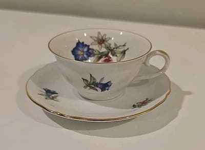 Schumann Bavaria Tea Demitasse Cup Saucer Flowers Gold Trim 71 - Thumbnail 3