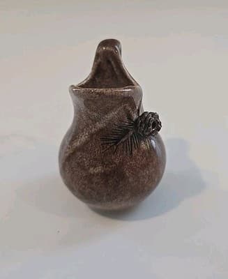 Vintage Art Pottery Pitcher with Applied Handle & Pine Cone Yellowstone 2 3/4" - Thumbnail 7