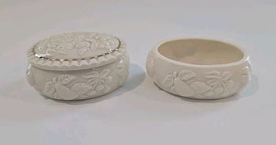 1998 Lenox Fine China FRUITS of LIFE Gold Decor Oval Shape Lidded Trinket Boxes