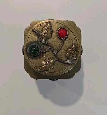 Chinese Brass Box Semi Precious Stones, Early 20th C. - Thumbnail 6