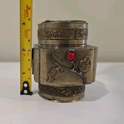 Chinese Brass Box Semi Precious Stones, Early 20th C. - Thumbnail 5
