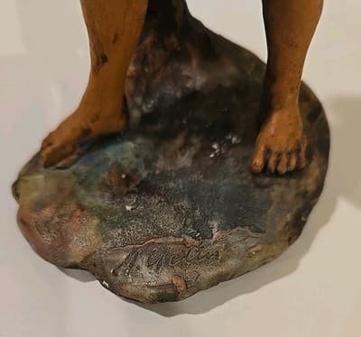 RARE 1950 Italian Neapolitan Handmade & Painted Terracotta Fisherman Signed - Thumbnail 12