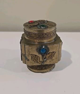 Chinese Brass Box Semi Precious Stones, Early 20th C. - Thumbnail 4