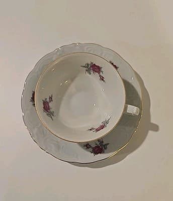 Vintage Wawel Poland Rose Bud Pattern Gold Gilt Tea Cup Saucer Plate 2 PC Set - Thumbnail 17