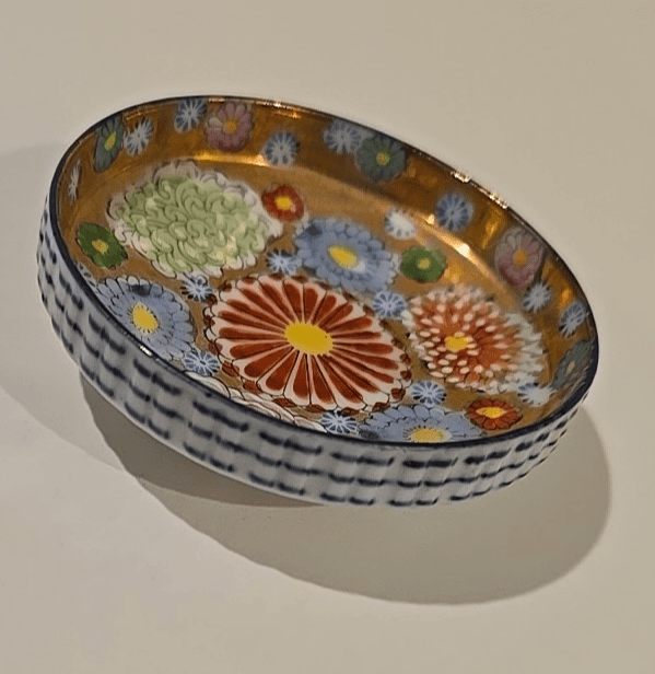 Antique Miniature Japanese Gold Gilt Accented Hand Painted Bowl Dish - Thumbnail 8