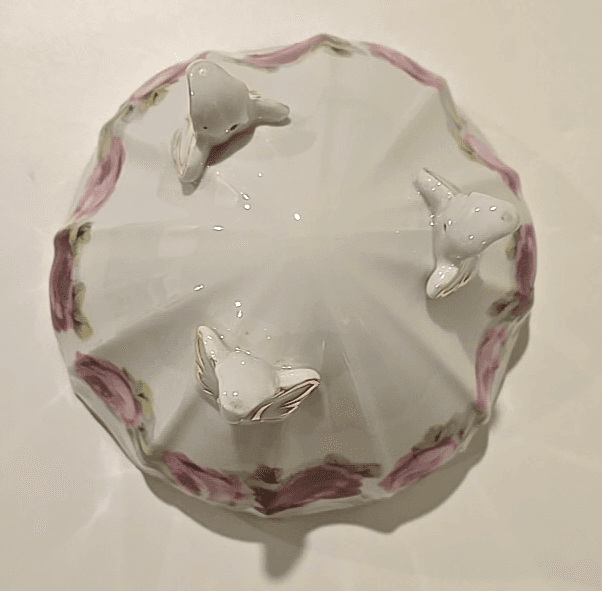 Antique Kuno Steinmann Three Footed Candy Dish Bowl Roses 1915-1938 - Thumbnail 15