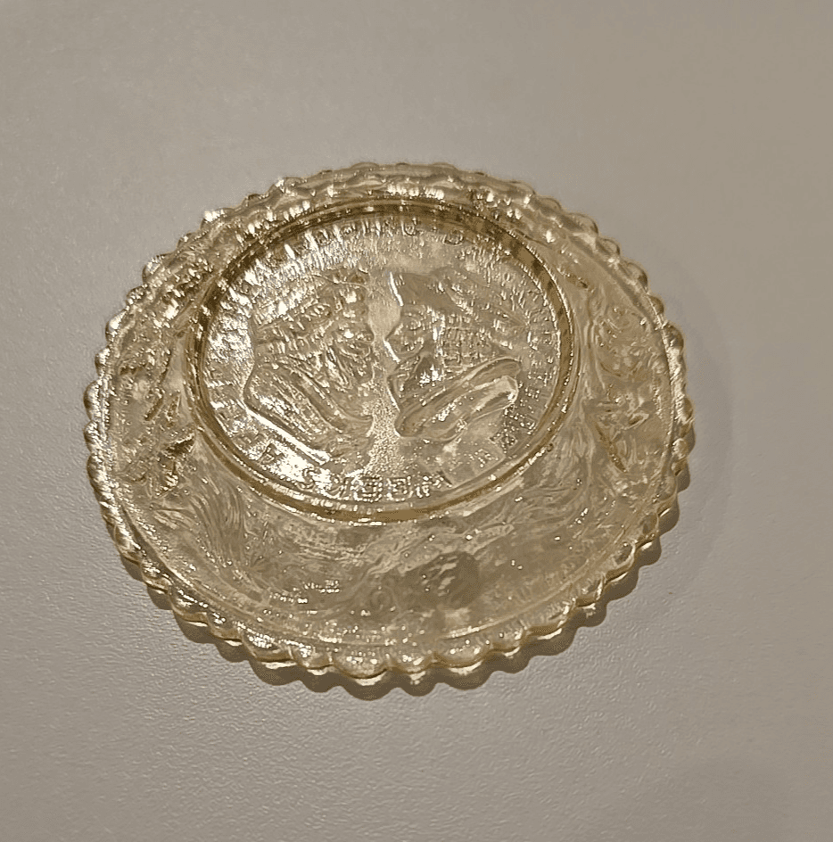 Westmoreland Glass WEDDING DAY/3 Weeks After Amber Topsy-Turvy Cup Plate - Thumbnail 6