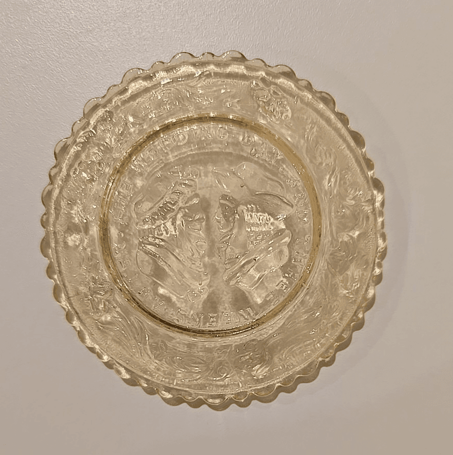 Westmoreland Glass WEDDING DAY/3 Weeks After Amber Topsy-Turvy Cup Plate - Thumbnail 5