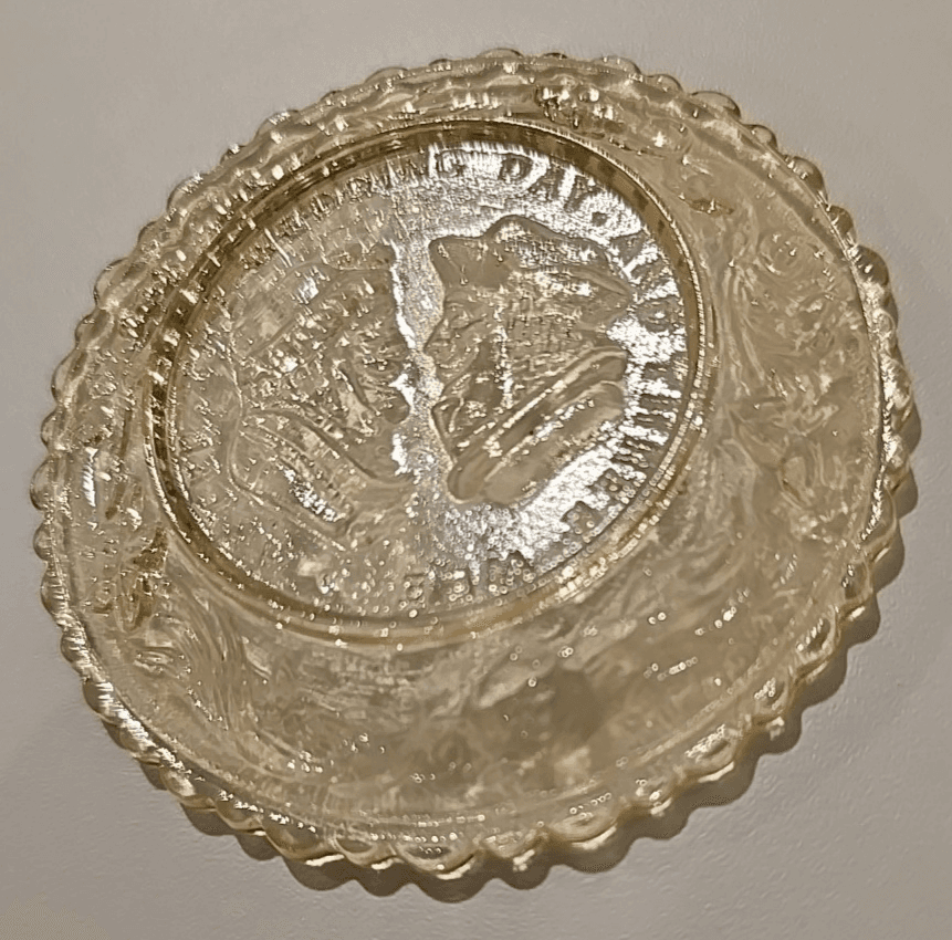 Westmoreland Glass WEDDING DAY/3 Weeks After Amber Topsy-Turvy Cup Plate - Thumbnail 7