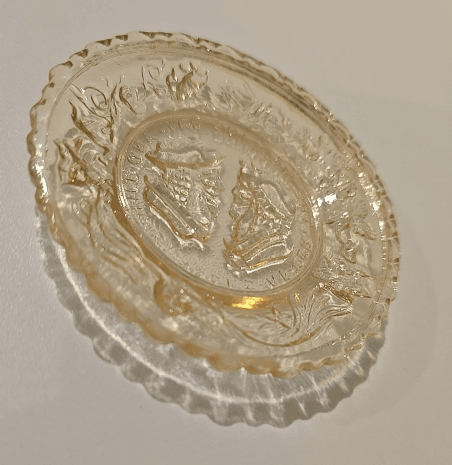 Westmoreland Glass WEDDING DAY/3 Weeks After Amber Topsy-Turvy Cup Plate - Thumbnail 4