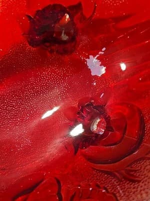 Vintage Jeanette Lombardi Orange Amberina 10" Glass Footed Fruit Bowl 1950's - Thumbnail 3