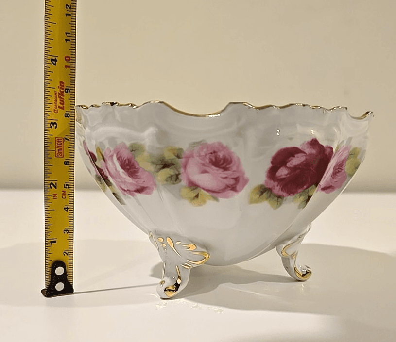 Antique Kuno Steinmann Three Footed Candy Dish Bowl Roses 1915-1938 - Thumbnail 12