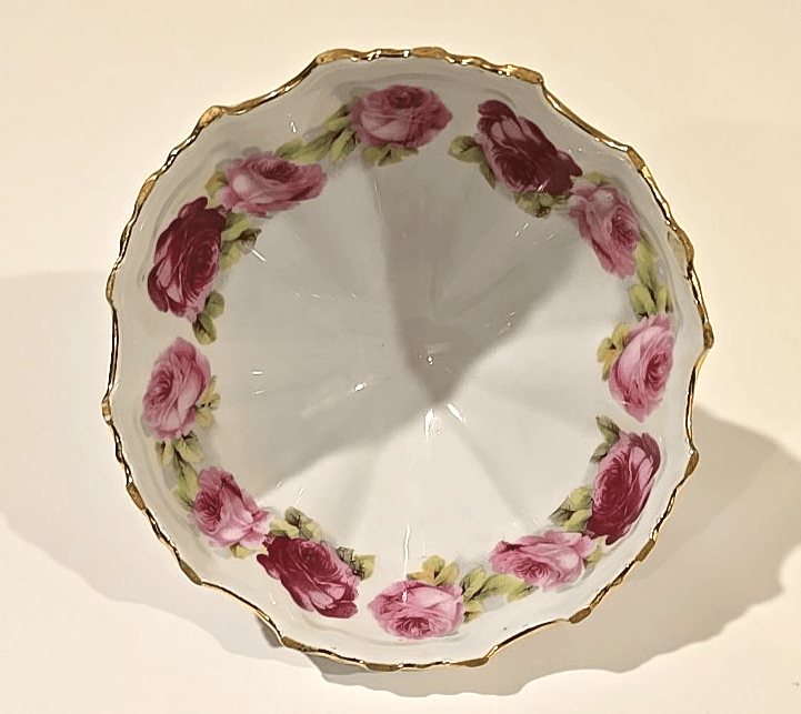Antique Kuno Steinmann Three Footed Candy Dish Bowl Roses 1915-1938 - Thumbnail 16