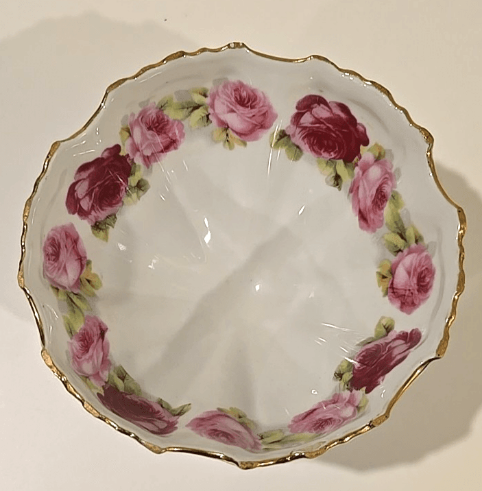 Antique Kuno Steinmann Three Footed Candy Dish Bowl Roses 1915-1938 - Thumbnail 10