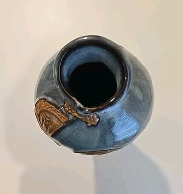 Vintage Japanese Medallion Komono Blue Vase Or Decorative - Asian Styled 14” - Thumbnail 8
