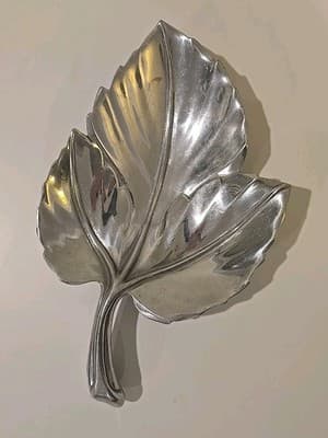 Vintage MCM Royal Hickman Bruce Fox Design Silver Leaf Serving Tray Aluminum