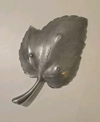 Vintage MCM Royal Hickman Bruce Fox Design Silver Leaf Serving Tray Aluminum - Thumbnail 5
