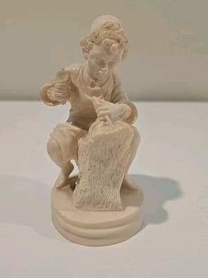 Young Michelangelo 5.75” Sculptor with Chisel Resin Sculpture Statue Made Italy