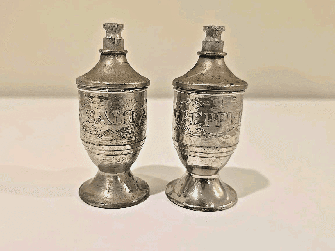 Antique Pasnik Shakeless Salt Cellars 1921 Norwich Conn Silver Pat Pend