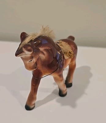 VTG Ceramic Horse Pony On Chain Japan Circus Rodeo Figurines - Thumbnail 3