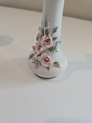 Lefton China Bud Vase Pitcher Hand and Pedestal Holder Painted Flowers Numbered - Thumbnail 8