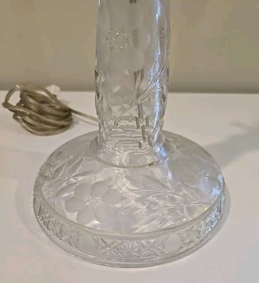 Table Lamp Etched Crystal Column Floral Pattern 24" Tall - Thumbnail 2