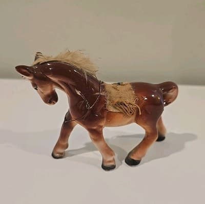 VTG Ceramic Horse Pony On Chain Japan Circus Rodeo Figurines - Thumbnail 4