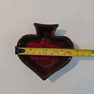 McMaster Red And Brown Spade Heart Trinket Dish Vintage - Thumbnail 3