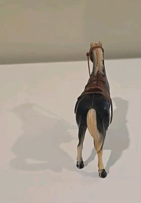 1970s Vintage Toy Black Horse with saddle and white Maine￼Made In Hong Kong - Thumbnail 5