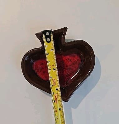 McMaster Red And Brown Spade Heart Trinket Dish Vintage - Thumbnail 4